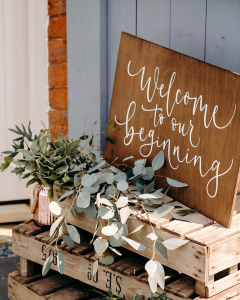 eucalyptus leaves and rustic wedding decorations